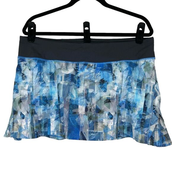 lululemon Women's Play off the Pleats Skirt 13" sz 12 Multi Blue Tennis Golf - Picture 2 of 10